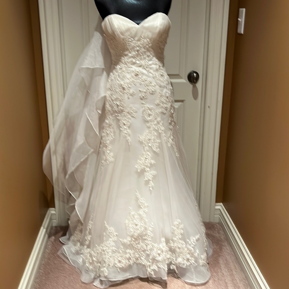 Strapless Lace Appliqué Wedding Dress in Ivory